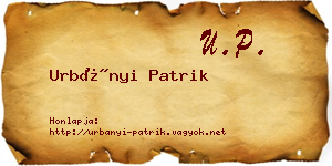 Urbányi Patrik névjegykártya